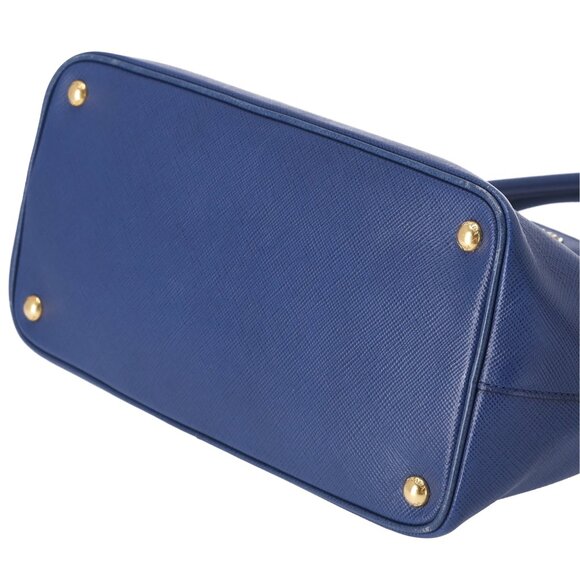 PRADA Logo Tote Bag BN2729 Blue Saffiano Cuir Leather - Picture 6 of 8